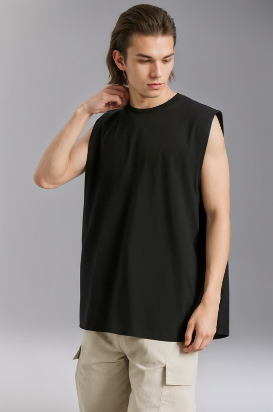 Technology Quick-drying Breathable Round Neck Solid Color Basic Loose Underwaist Tank Neutral