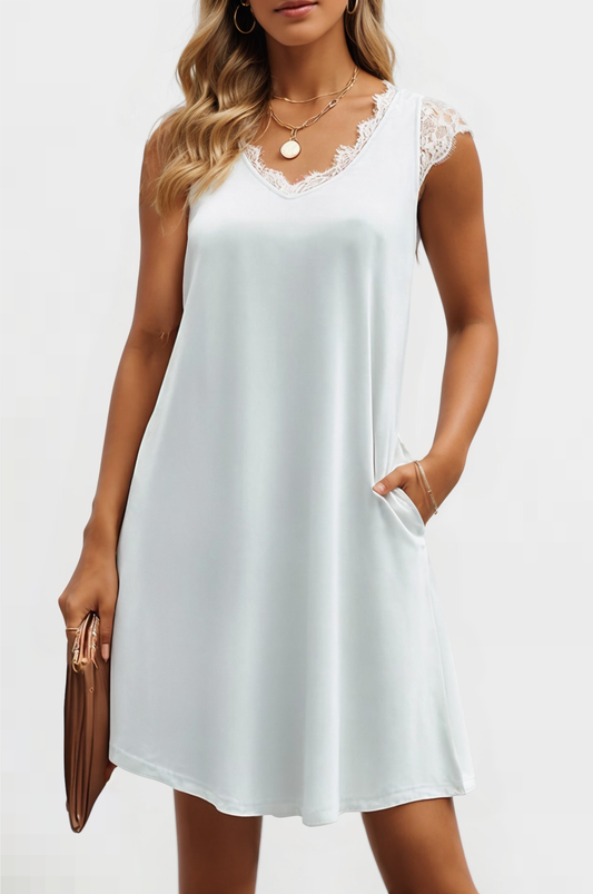 Elegant Edge Midi Lace Dress