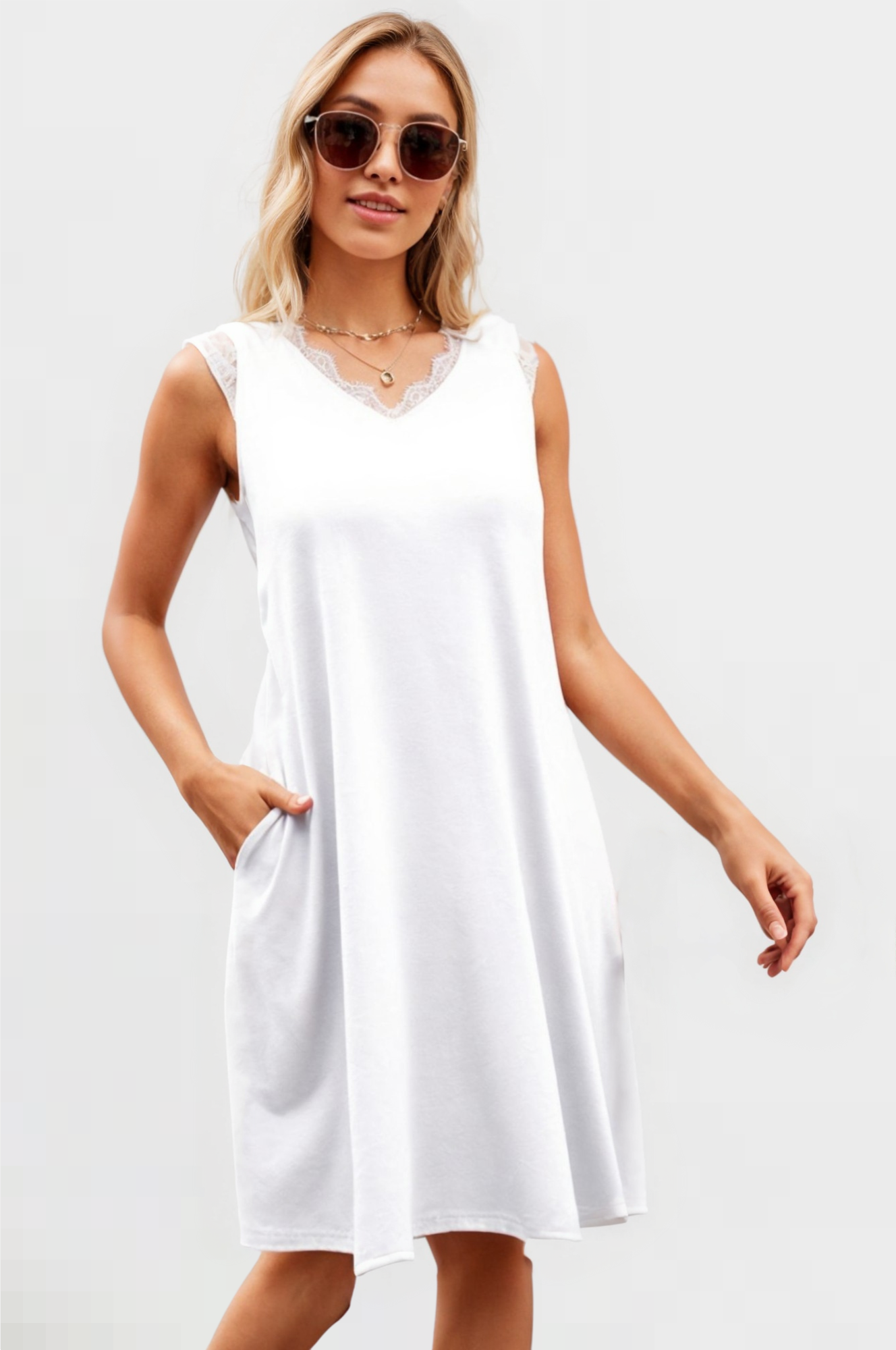 Elegant Edge Midi Lace Dress