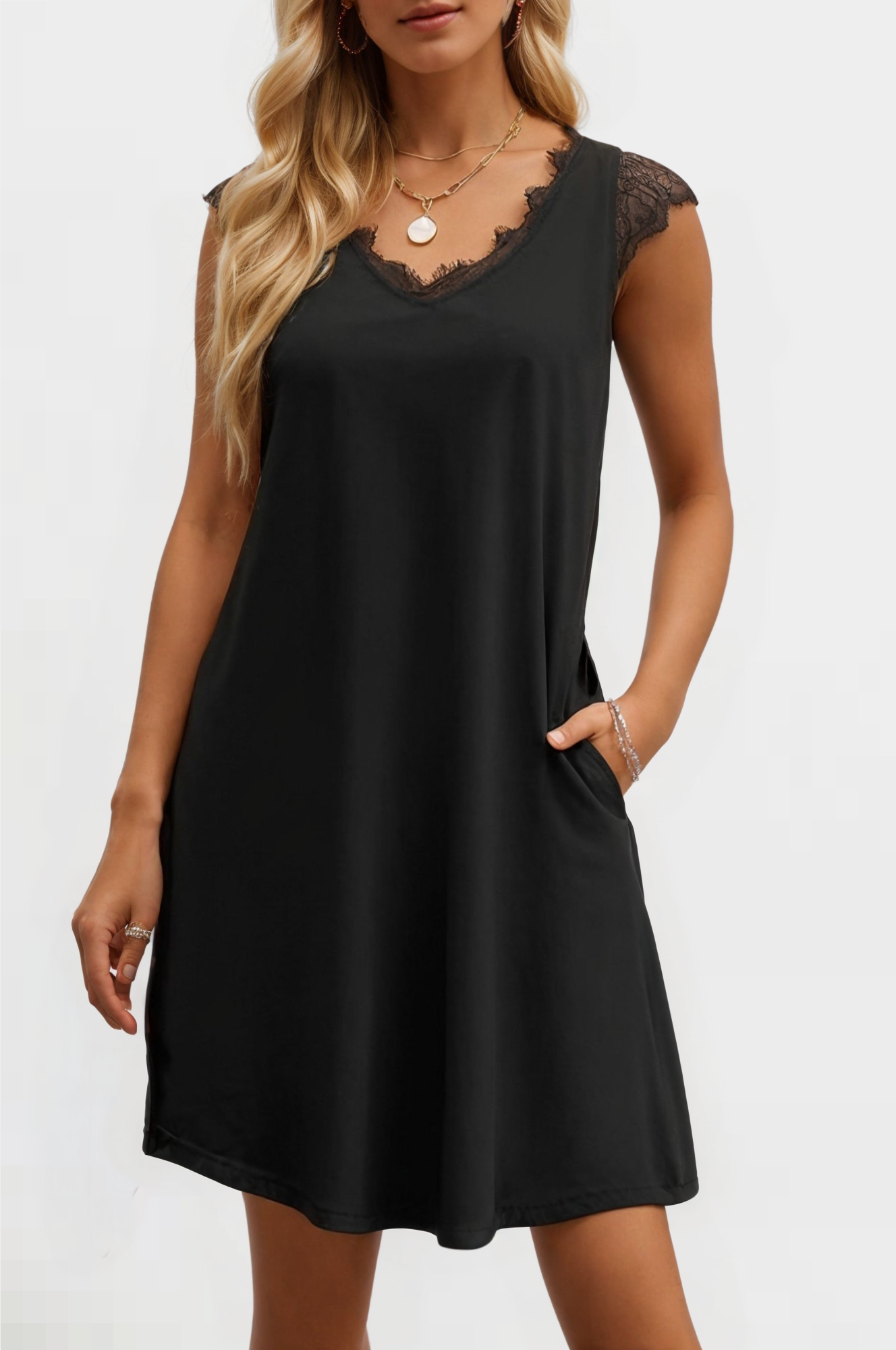 Elegant Edge Midi Lace Dress