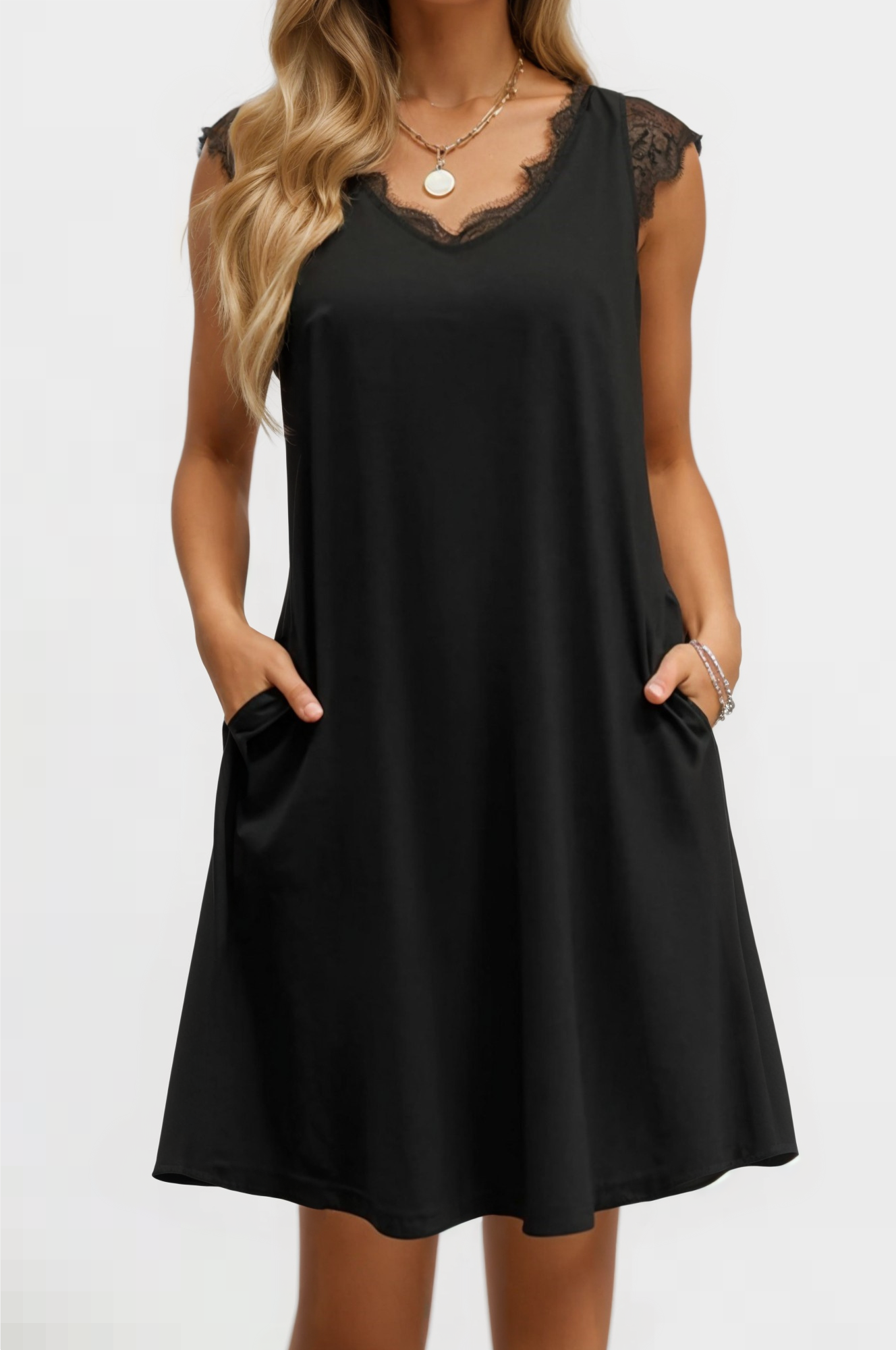 Elegant Edge Midi Lace Dress