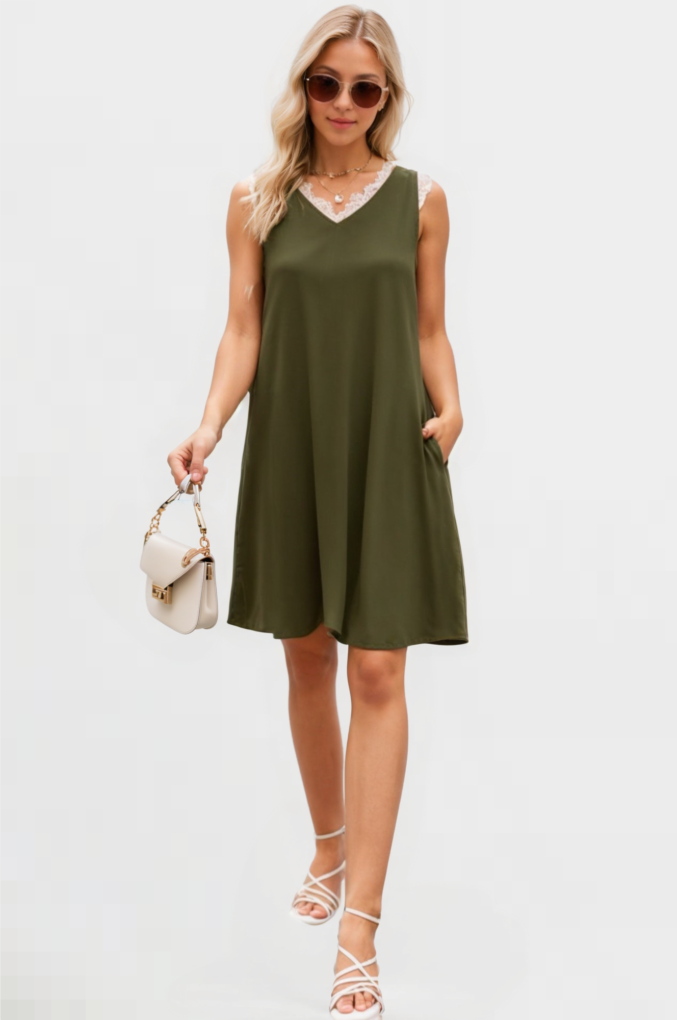 Elegant Edge Midi Lace Dress