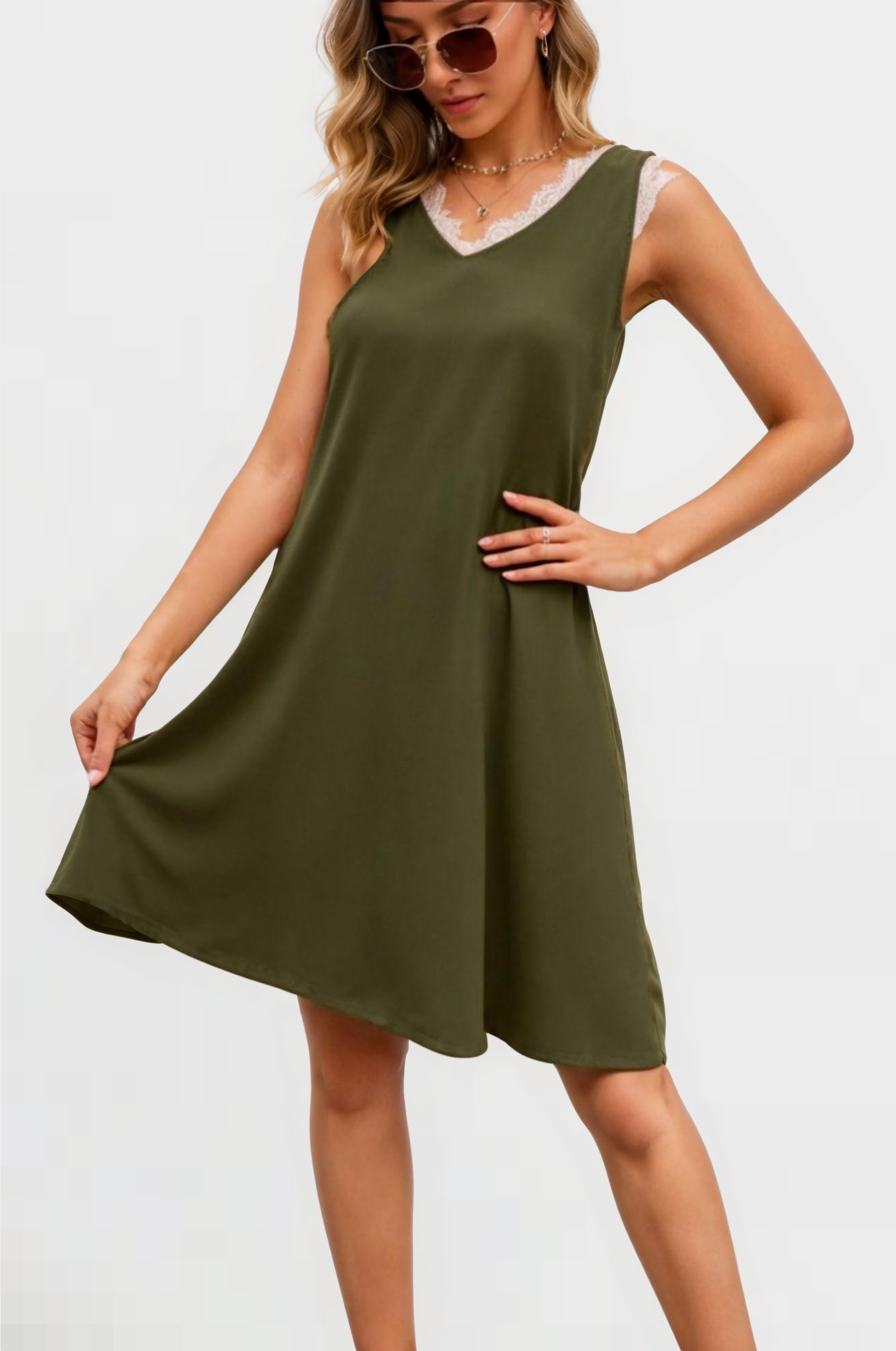 Elegant Edge Midi Lace Dress