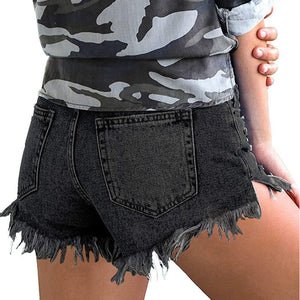 High-Stretch Fringed Shorts