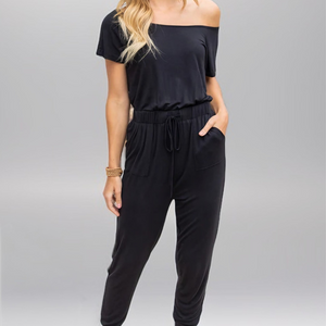 Slanted Shoulder Short Sleeve Pocket Female  Trousers  Shorts