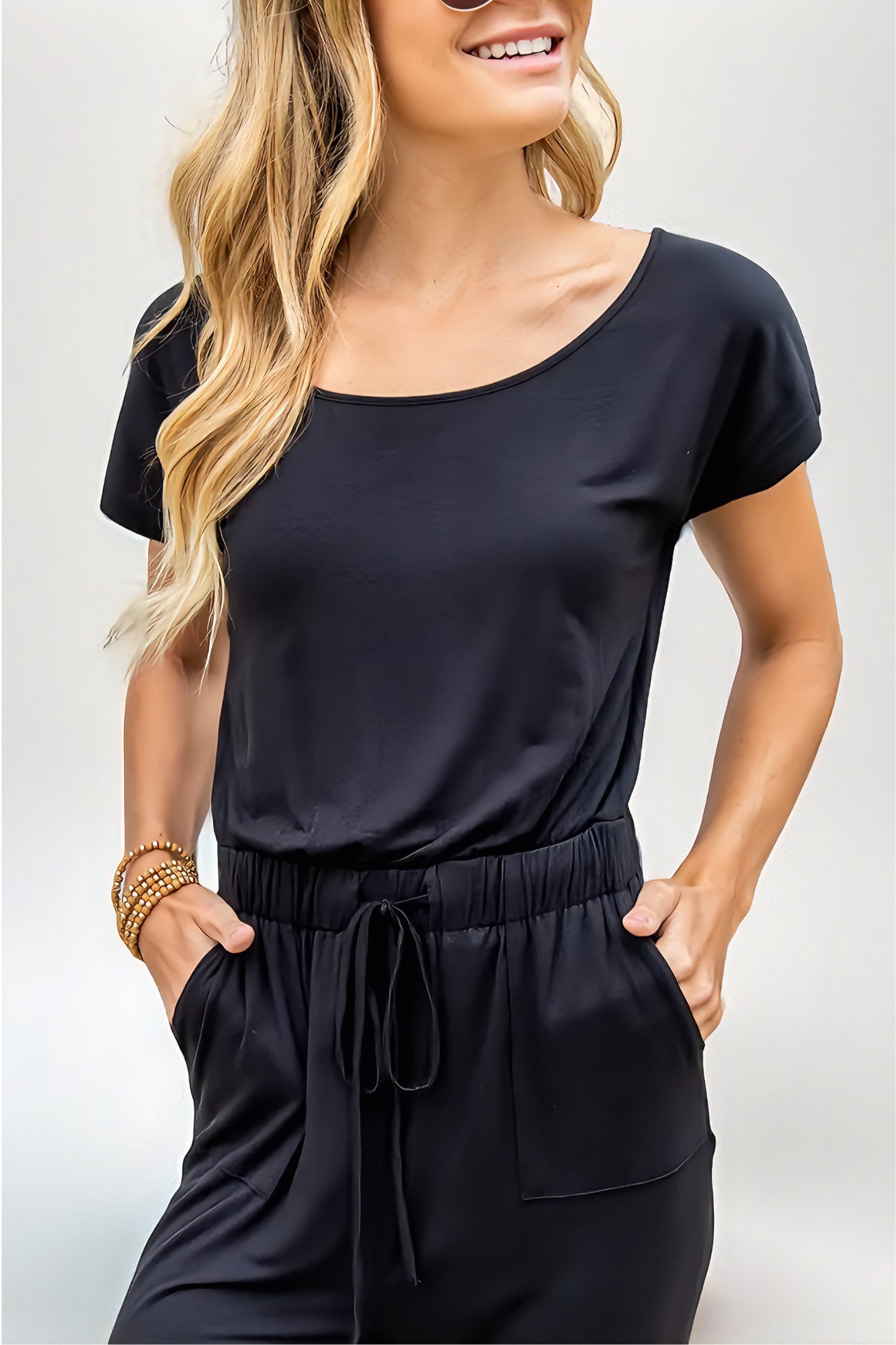 Slanted Shoulder Short Sleeve Pocket Female  Trousers  Shorts