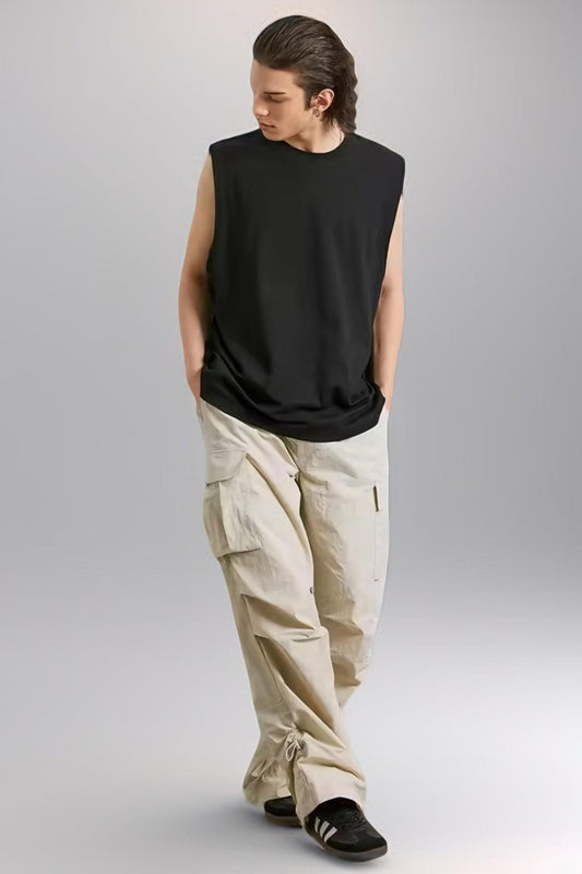 Technology Quick-drying Breathable Round Neck Solid Color Basic Loose Underwaist Tank Neutral