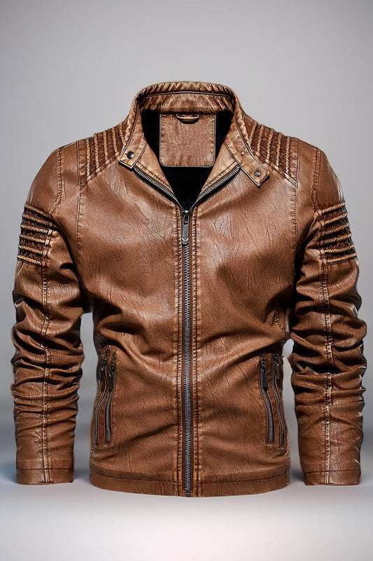 Men Leather Jacket Winter And Autumn Motorcycle PU Warm Fashion Coat