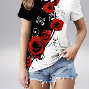 Flutter V-Neck Rose Tee