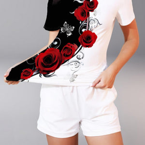 Flutter V-Neck Rose Tee