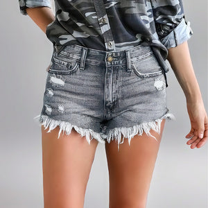 High-Stretch Fringed Shorts