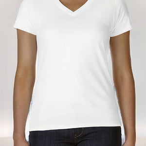 Ladies V-Neck T-Shirt Casual Breathable Bottoming Export Short Sleeve