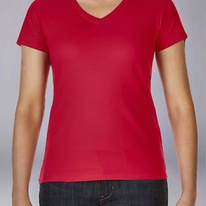 Ladies V-Neck T-Shirt Casual Breathable Bottoming Export Short Sleeve