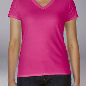 Ladies V-Neck T-Shirt Casual Breathable Bottoming Export Short Sleeve