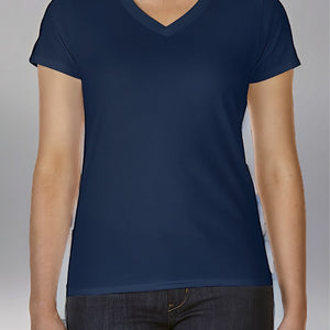 Ladies V-Neck T-Shirt Casual Breathable Bottoming Export Short Sleeve