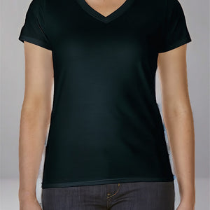 Ladies V-Neck T-Shirt Casual Breathable Bottoming Export Short Sleeve