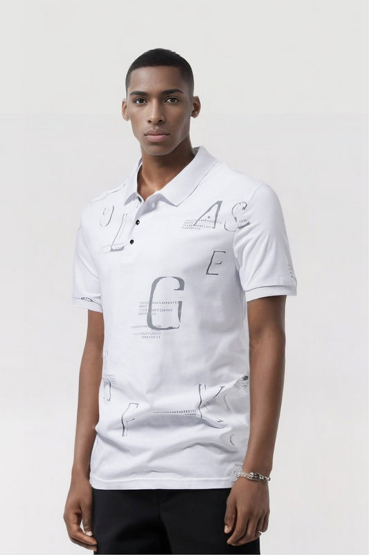 Men's Business Casual Letter Print Short-sleeve Lapel T-shirt