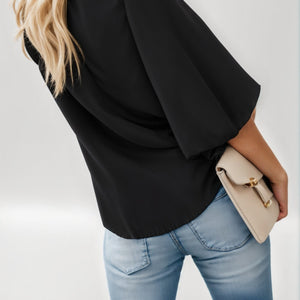 Chiffon shirt with ruffled sleeves