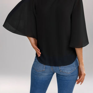 Chiffon shirt with ruffled sleeves