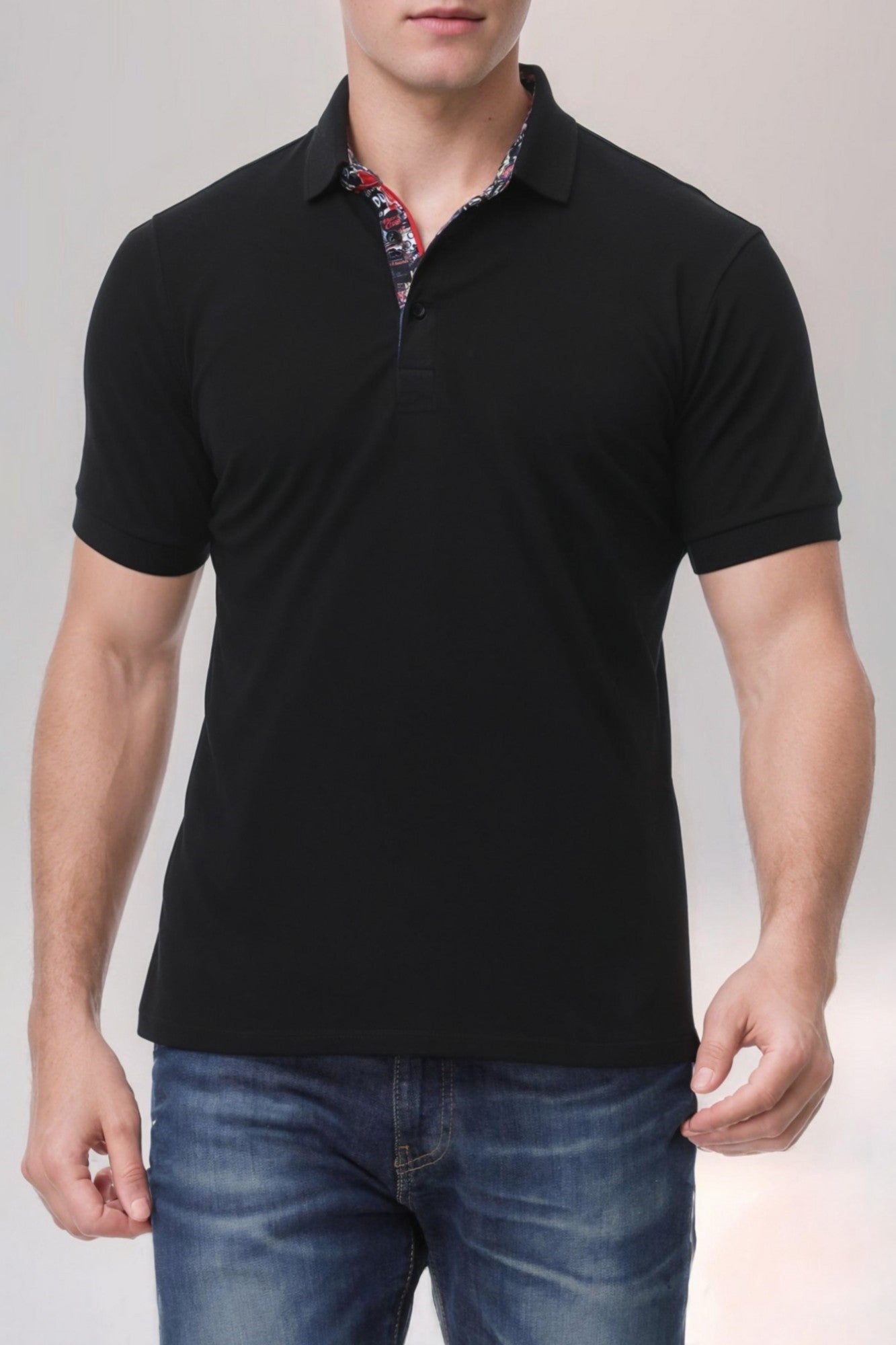 Trendy Men's Ribbed Polo Short Sleeve Shirt