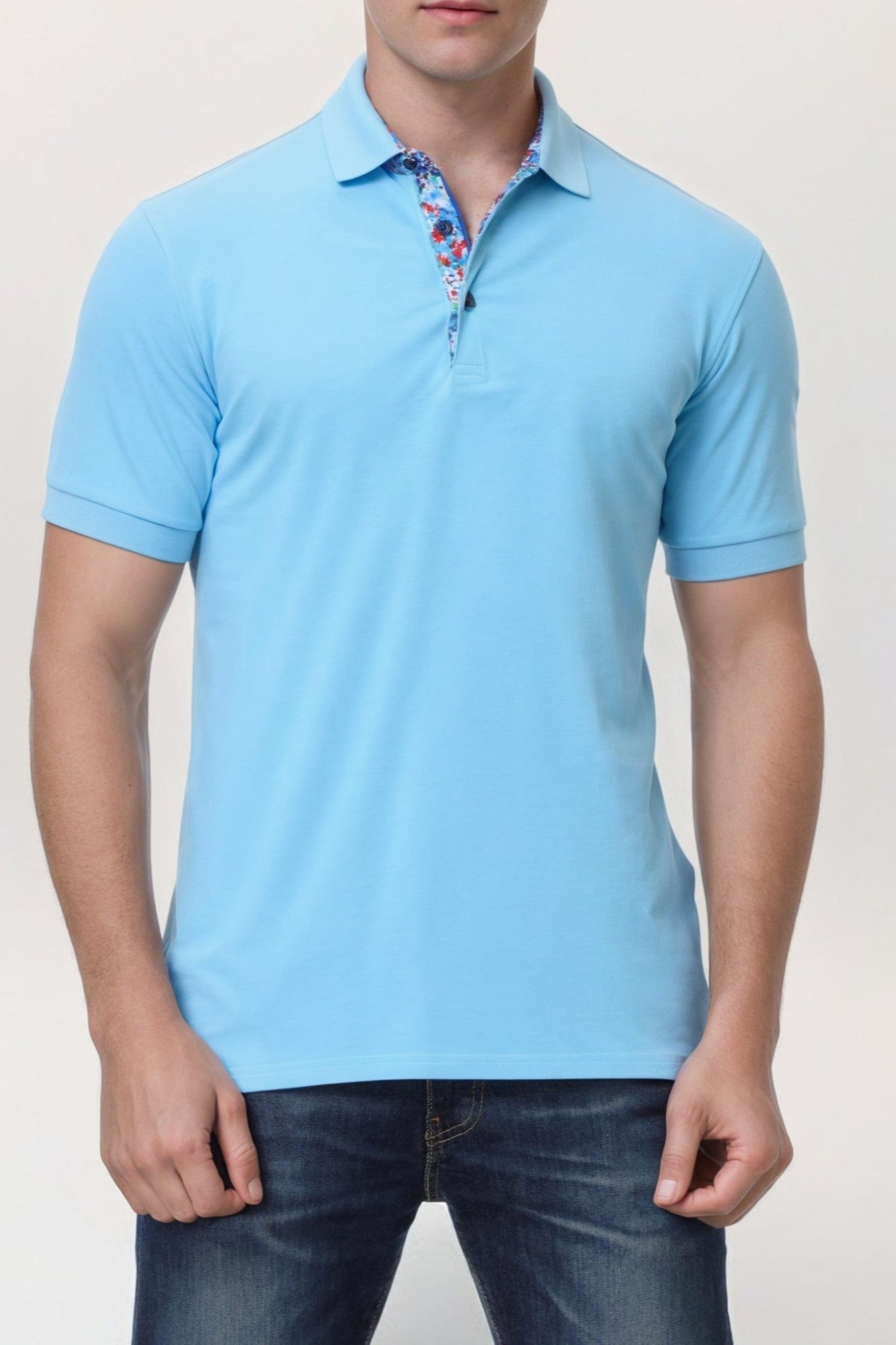 Trendy Men's Ribbed Polo Short Sleeve Shirt