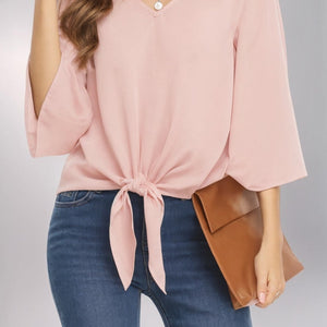 Chiffon shirt with ruffled sleeves