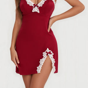 Elegant Bow-Slit Nightdress