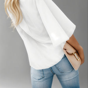 Chiffon shirt with ruffled sleeves