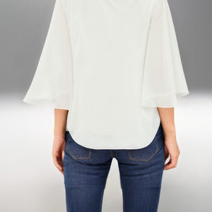 Chiffon shirt with ruffled sleeves